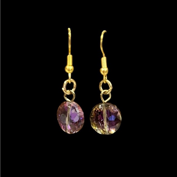 Mystic Crystal Fascet and Gold Earrings - Picture 2 of 4